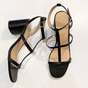 ANN TAYLOR BLACK STARPPY BUCKLE CAGE SANDALS PUMPS HEELS SHOES SZ 9